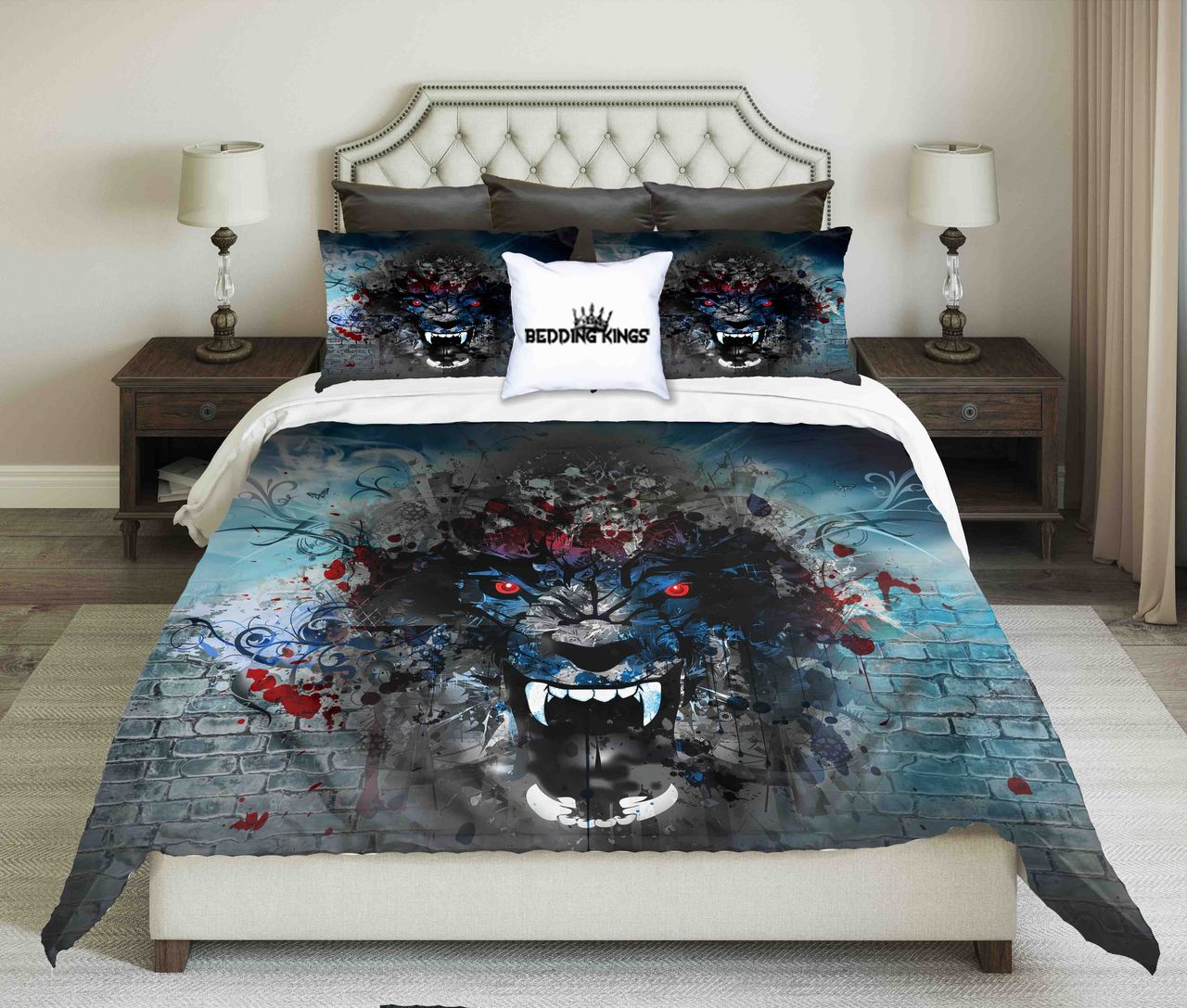 Bloody Wolf Kings 3D Customized Duvet Cover Bedding Set