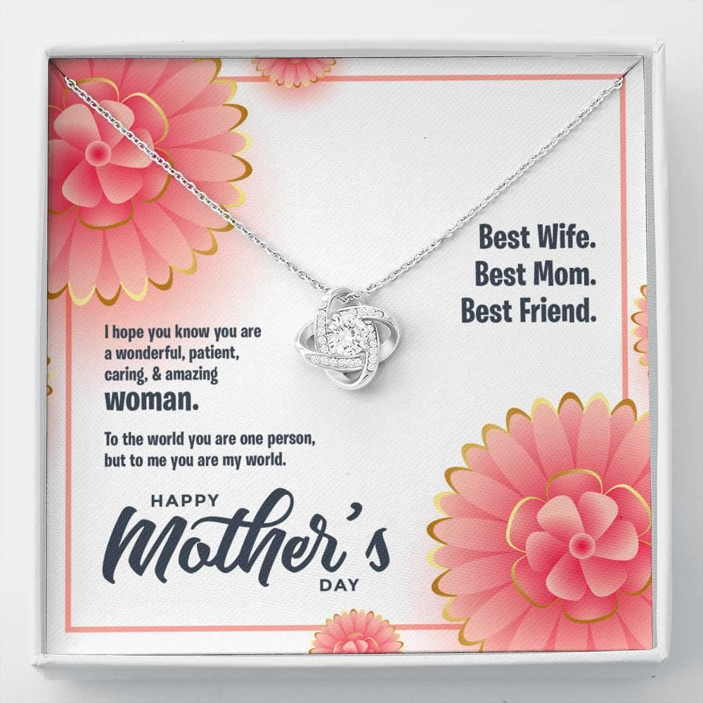 Blooming Flower Gift For Mom Most Amazing Woman Love Knot Necklace
