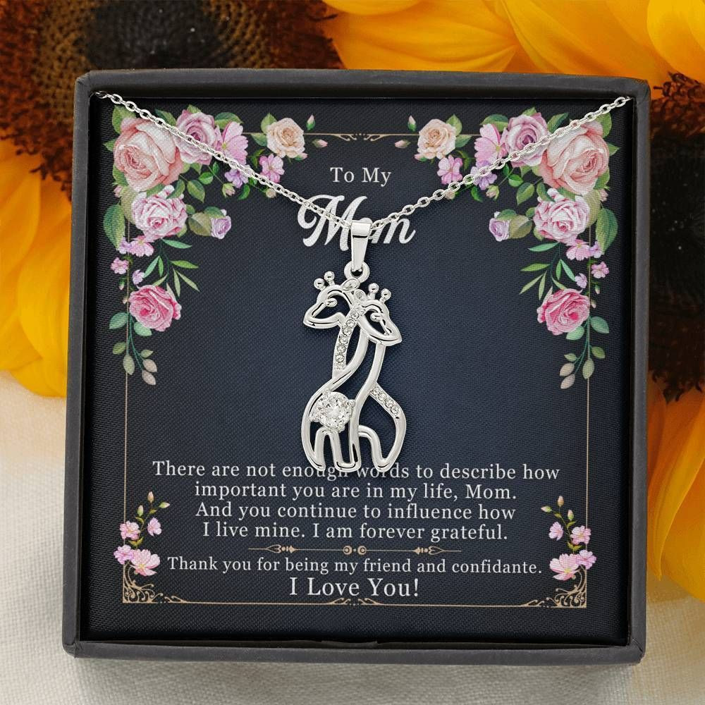 Blossoming Rose Gift For Mom Giraffe Couple Necklace I Am Forever Graceful