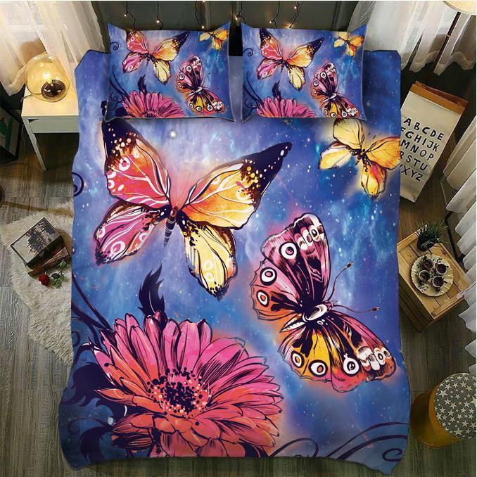 Blossomky And Butterfly3D Customized Duvet Cover Bedding Set