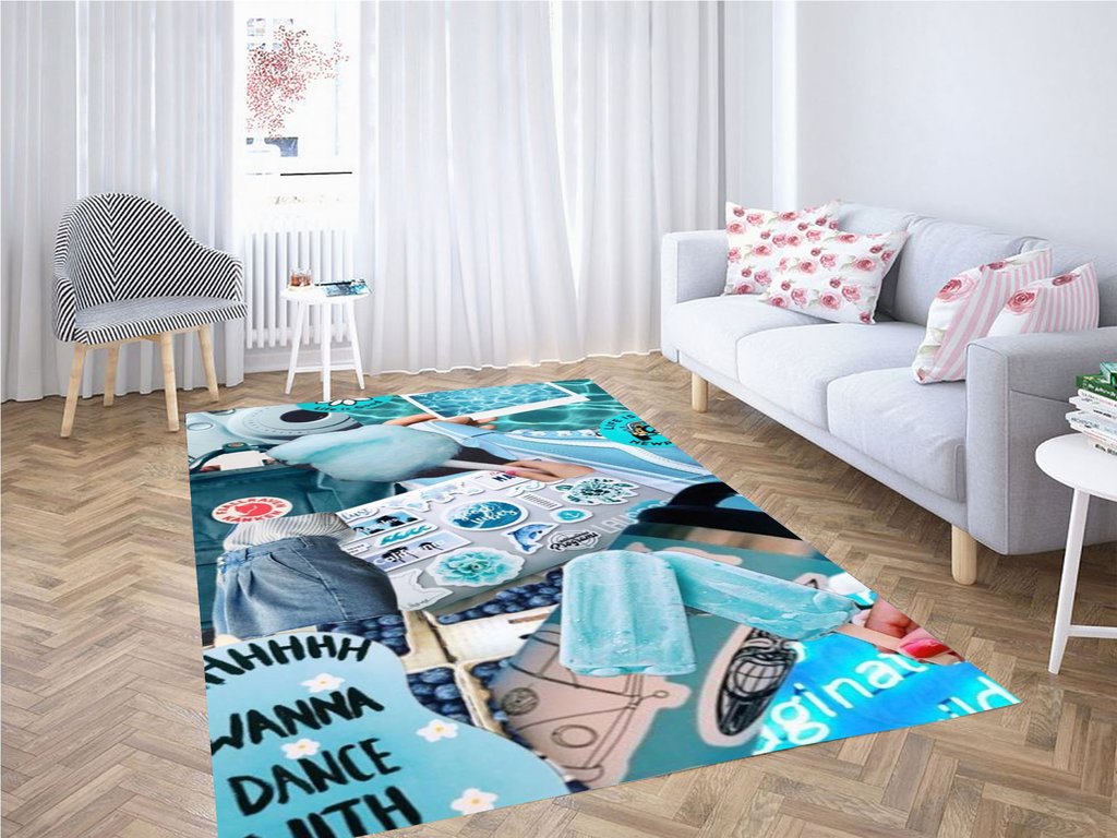 Blue Aesthetic Background Living Room Modern Carpet Rectangle Rug