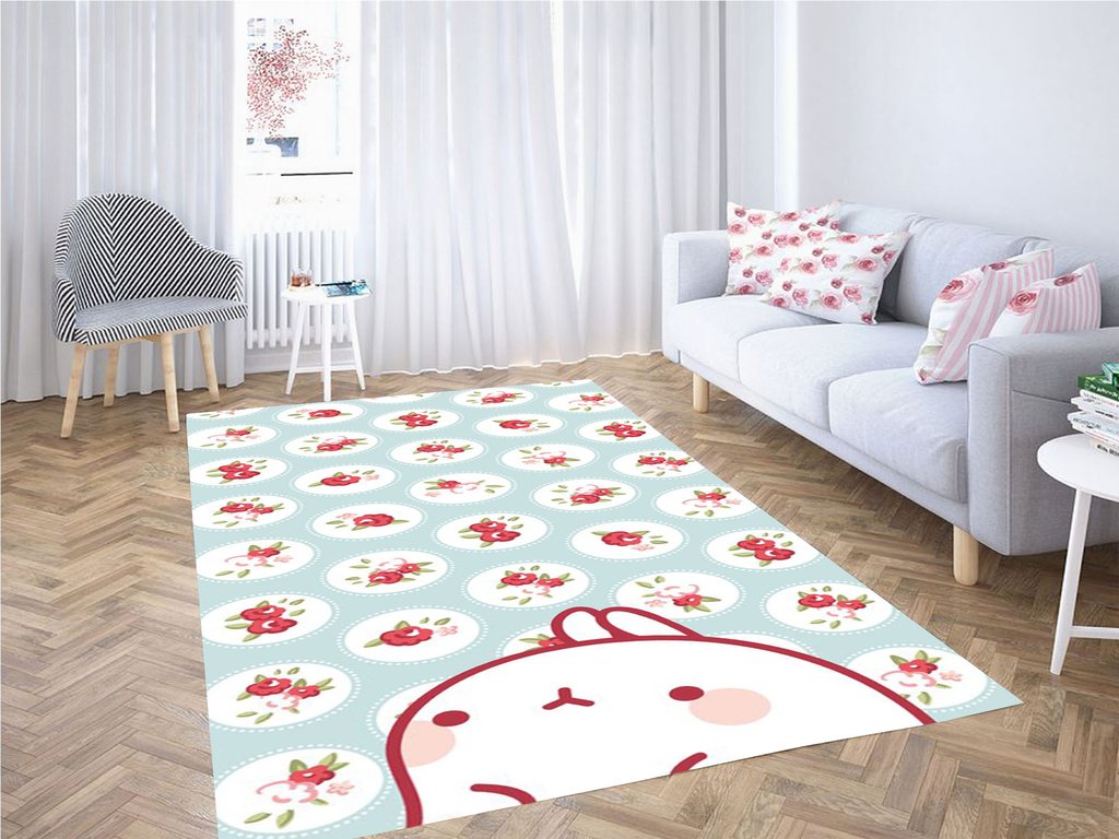 Blue And Teal Polka Dots Backgrounds Living Room Modern Carpet Rectangle Rug