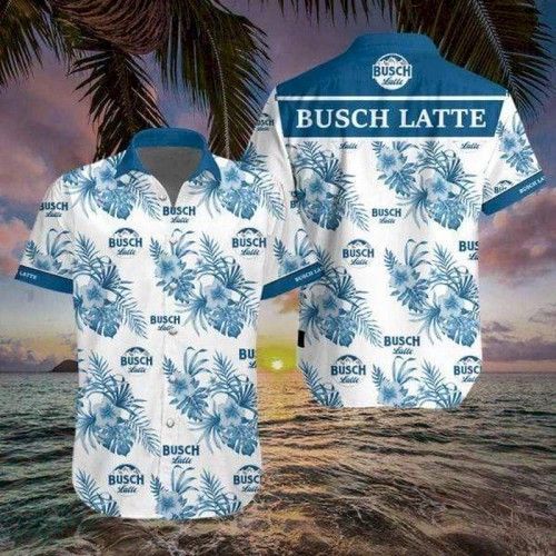 Blue Busch Light Hawaiian Aloha Shirts V