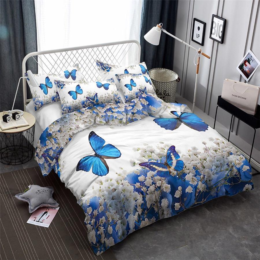 Blue Butterflies 3D Customized Duvet Cover Bedding Set
