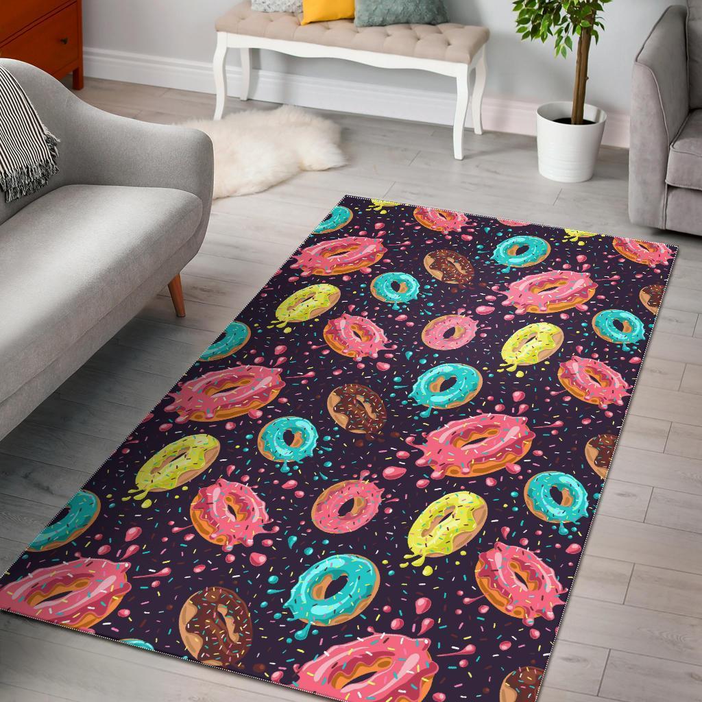 Blue Donut Pattern Print Area Limited Edition Rectangle Rug