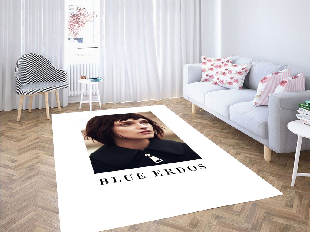 Blue Erdos Fashion Model Photoshoot Living Room Modern Carpet Rectangle Rug
