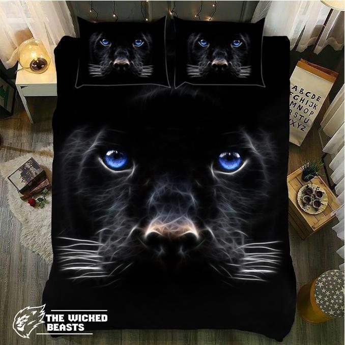 Blue Eyes Panther 3D Customized Duvet Cover Bedding Set