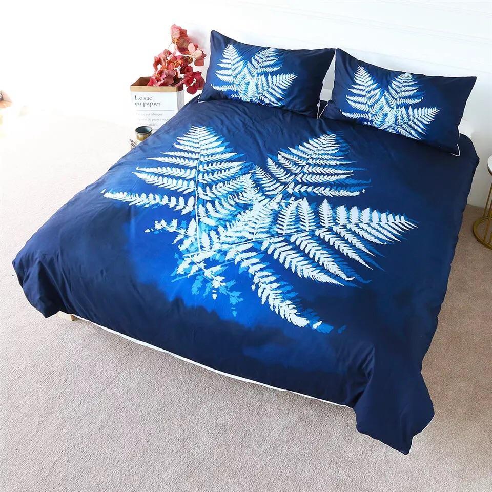 Blue Fern 3D Customized Duvet Cover Bedding Set