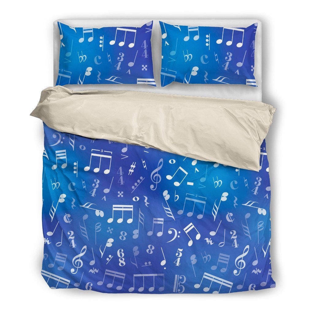 Blue Music Notes 3D Customized Duvet Cover Bedding Set
