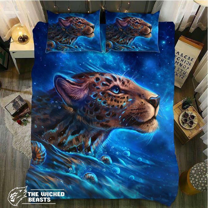 Blue Ocean Leopard 3D Customized Duvet Cover Bedding Set