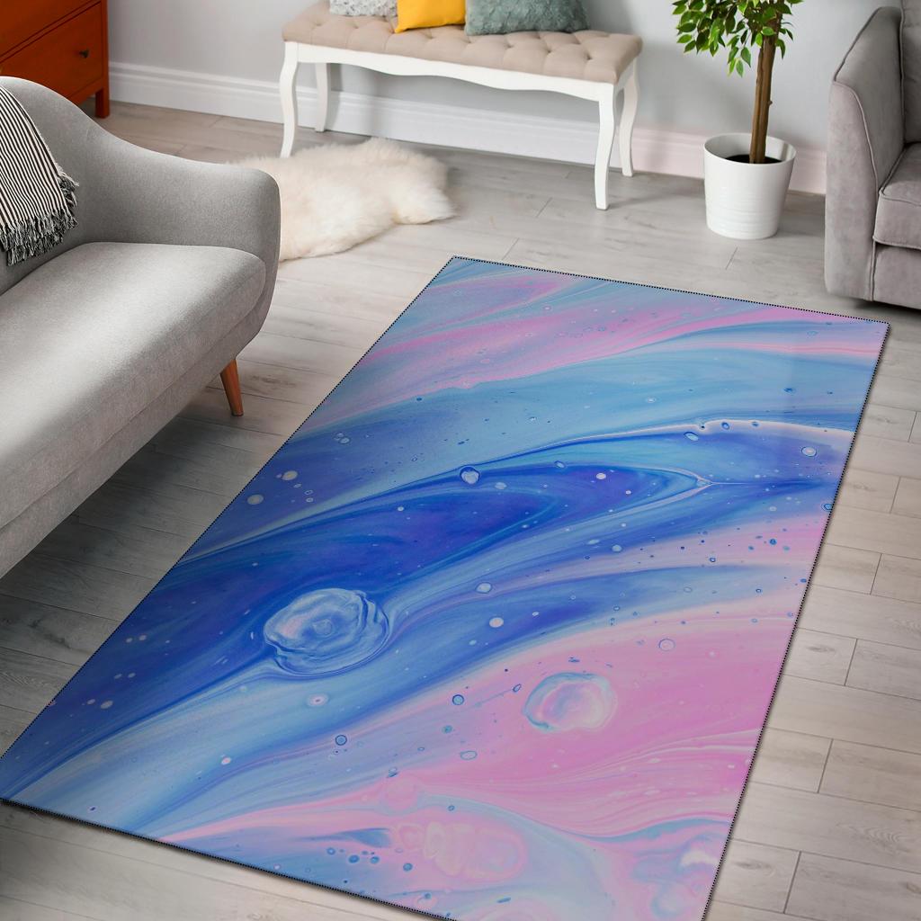 Blue Pink Abstract Painting Area Rectangle Rug