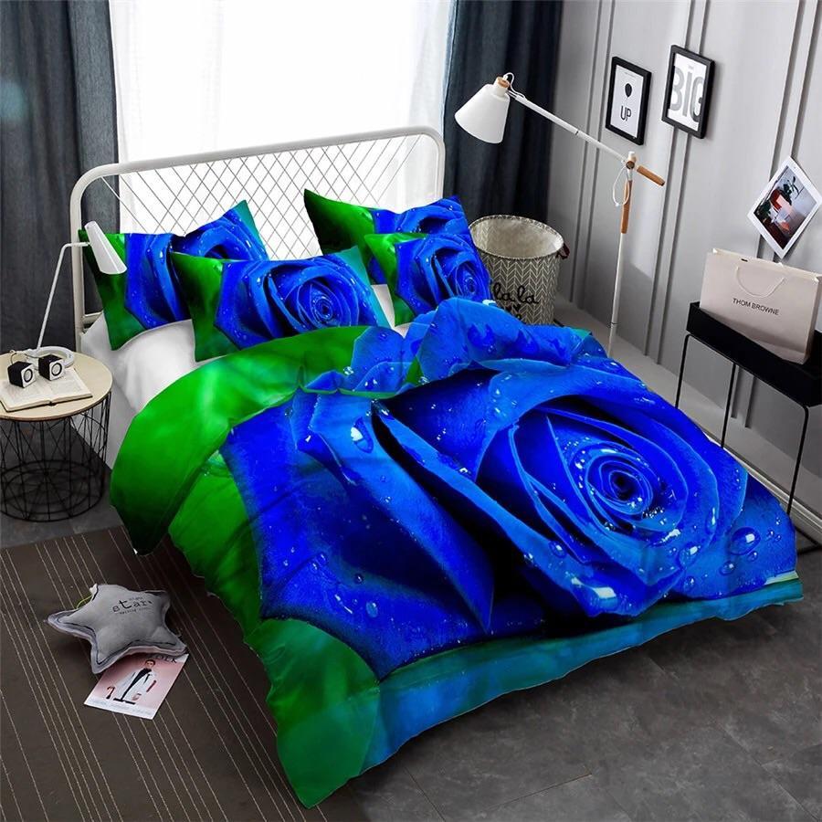Blue Rose 3D Customized Duvet Cover Bedding Set