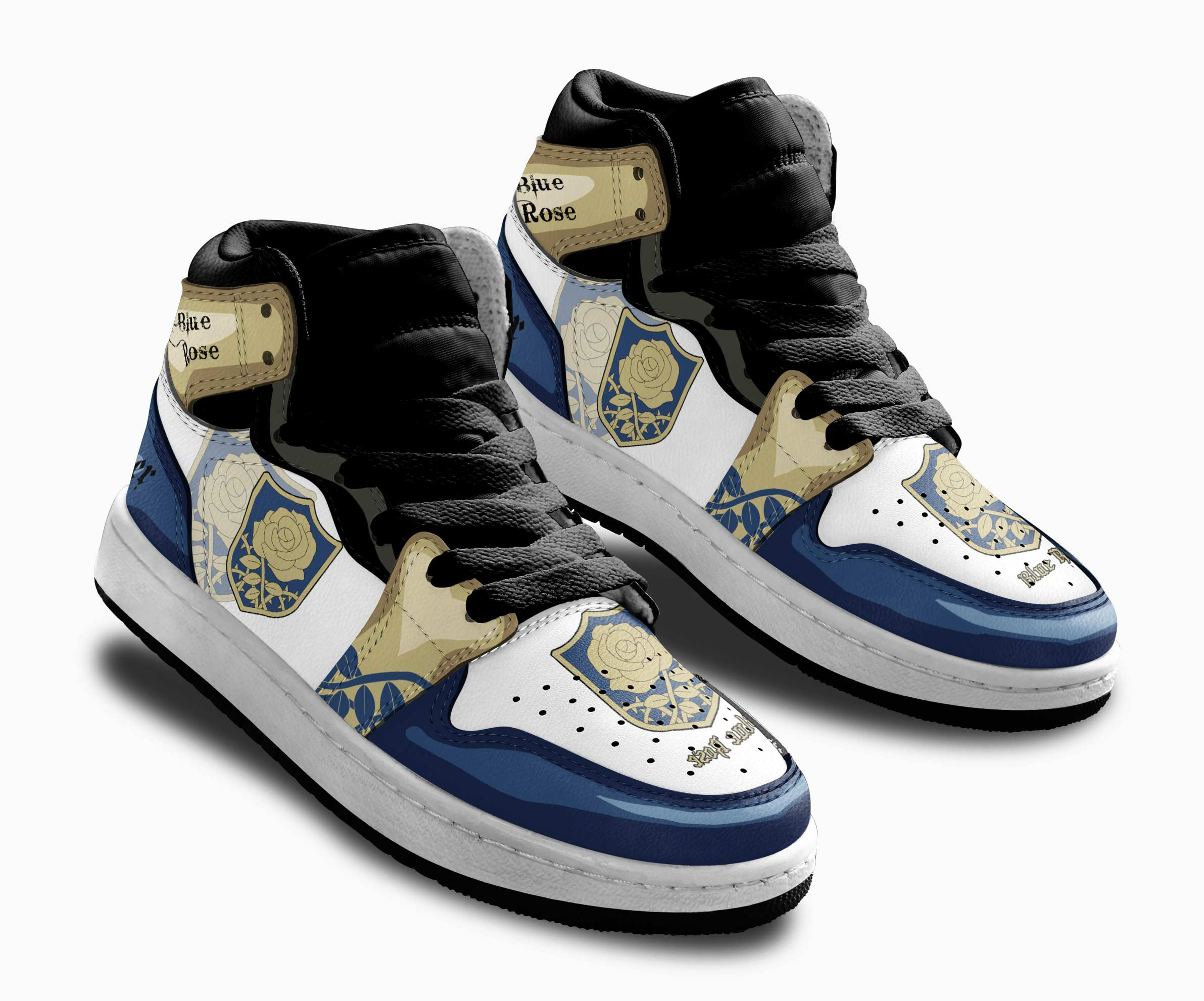Blue Rose Kids Sneakers Custom Black Clover Anime Shoes For Kids