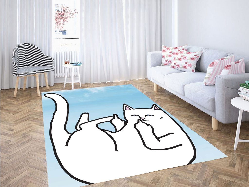 Blue Sky With Cat Ripndip Living Room Modern Carpet Rectangle Rug