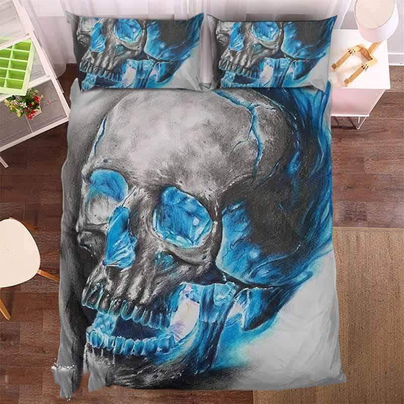 Blue Smoke Skull 3D Customized Duvet Cover Bedding Set