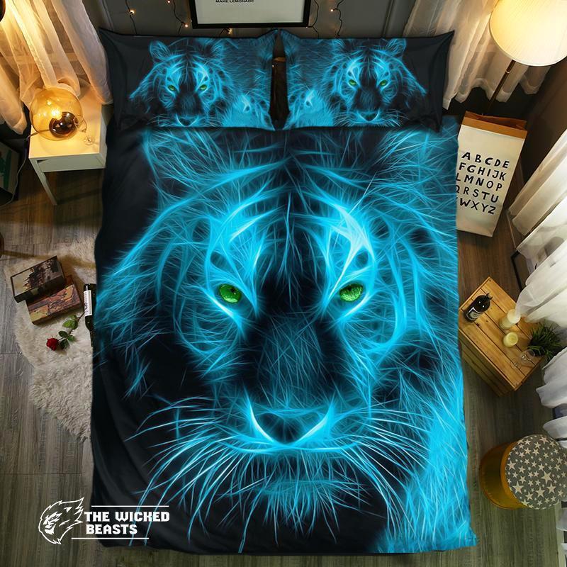 Blue Tiger 3D Customized Duvet Cover Bedding Set