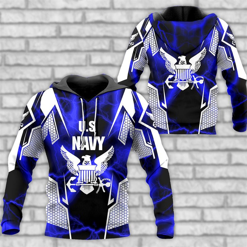 Blue Us Navy Veteran Hoodie
