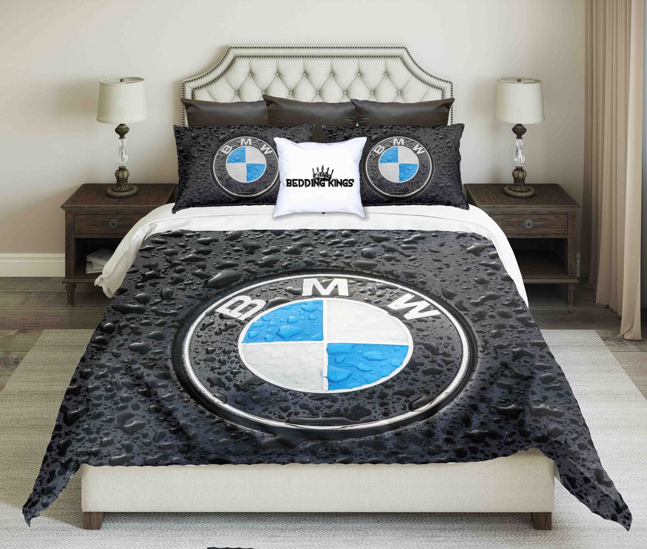 Bmw Black Rain Dropped Car Design Kings 3D Customized Duvet Cover Bedding Set