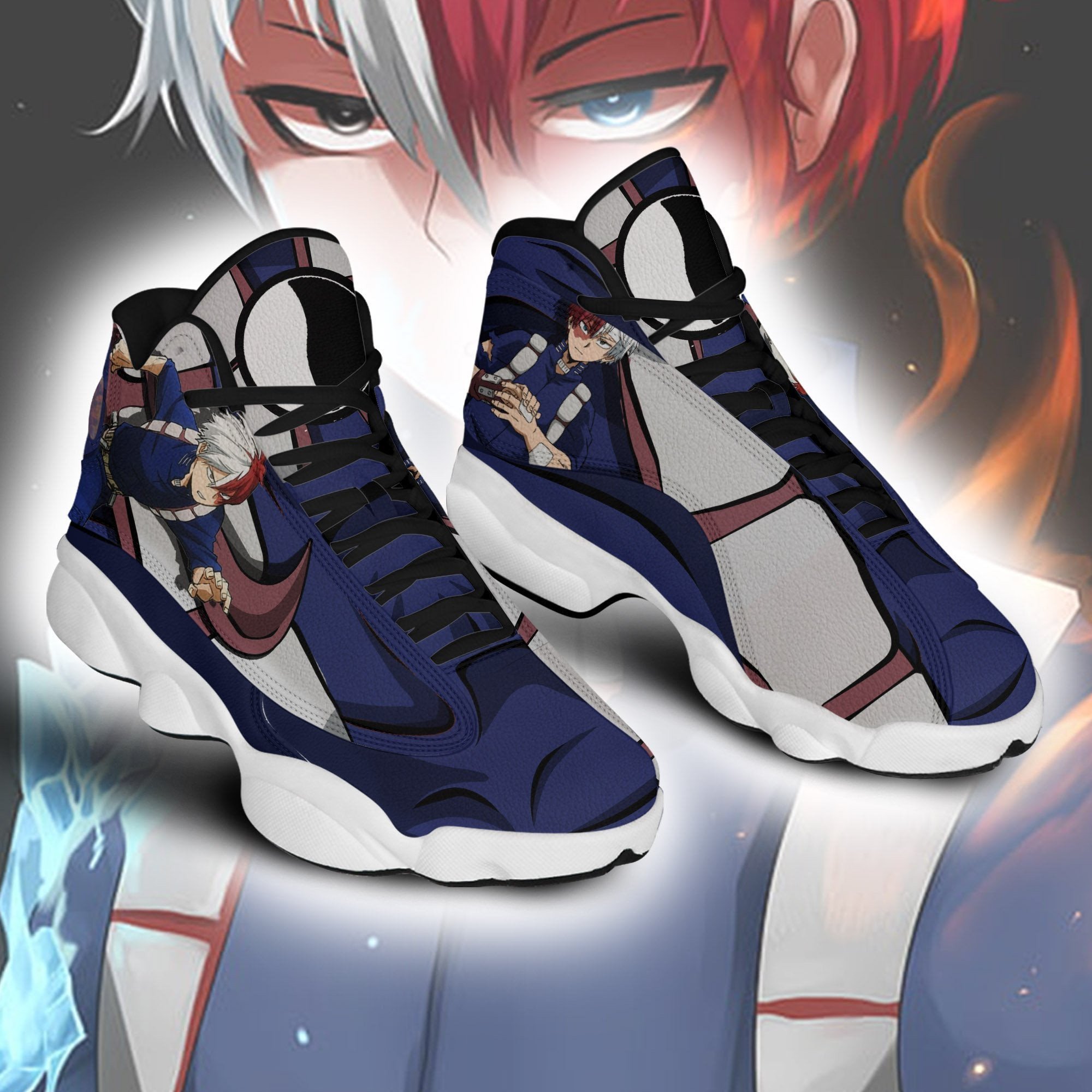 BNHA Shoto Todoroki JD13 Sneakers Custom Anime My Hero Academia Shoes