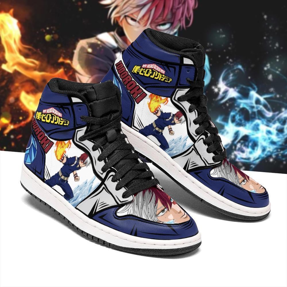 BNHA Shoto Todoroki JD1s Sneakers Anime My Hero Academia Shoes, Air Jordan Hightop