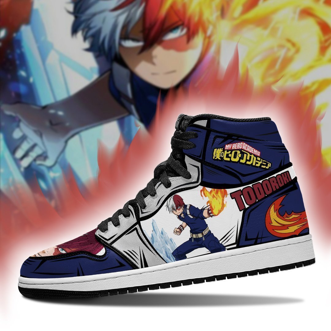BNHA Shoto Todoroki JD1s Sneakers Anime My Hero Academia Shoes, Air Jordan Hightop