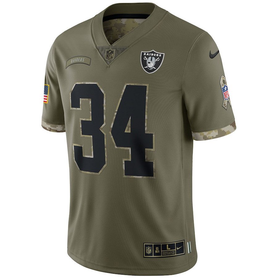 Bo Jackson Las Vegas Raiders 2022 Salute To Service Retired Player Limited Stitched Jersey – Olive
