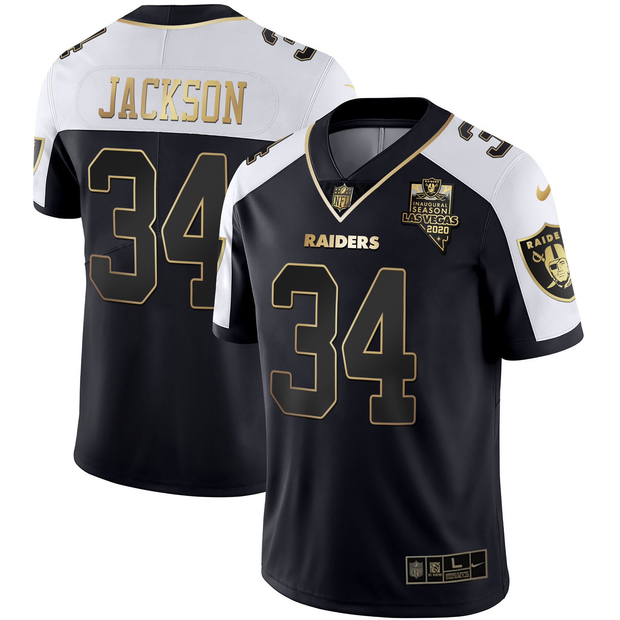 Bo Jackson Las Vegas Raiders Alternate Vapor Black Gold Limited Jersey - All Stitched 