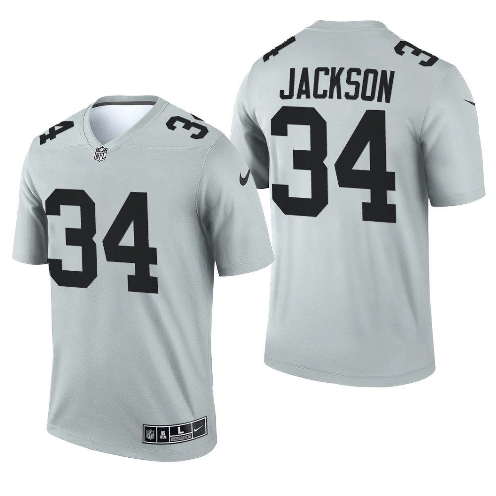 Bo Jackson Las Vegas Raiders Silver Jersey Inverted Legend - Men's