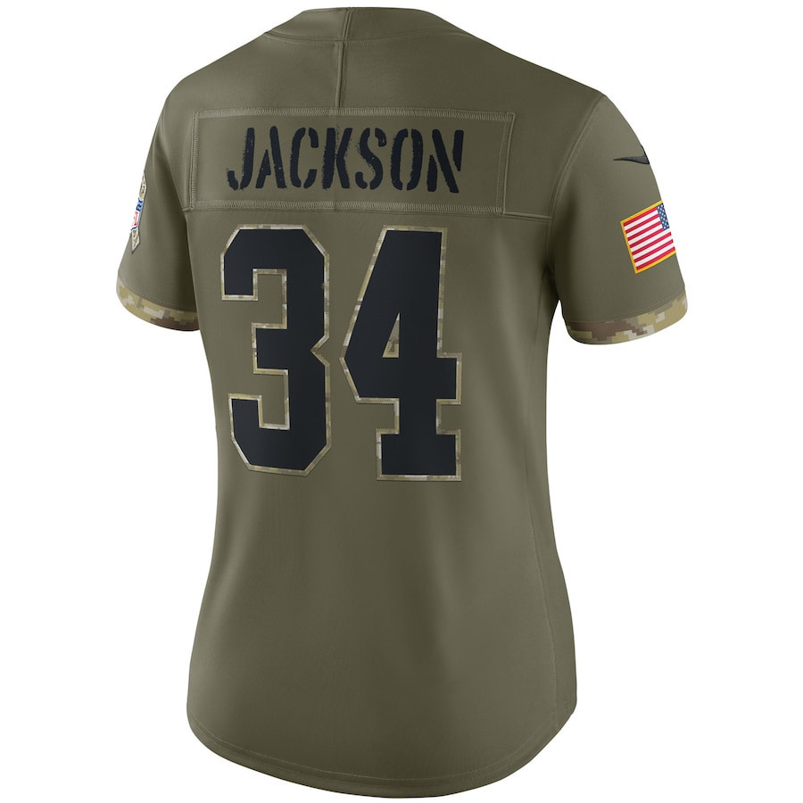 Bo Jackson Las Vegas Raiders Women’s 2022 Salute To Service Retired Player Limited Stitched Jersey – Olive