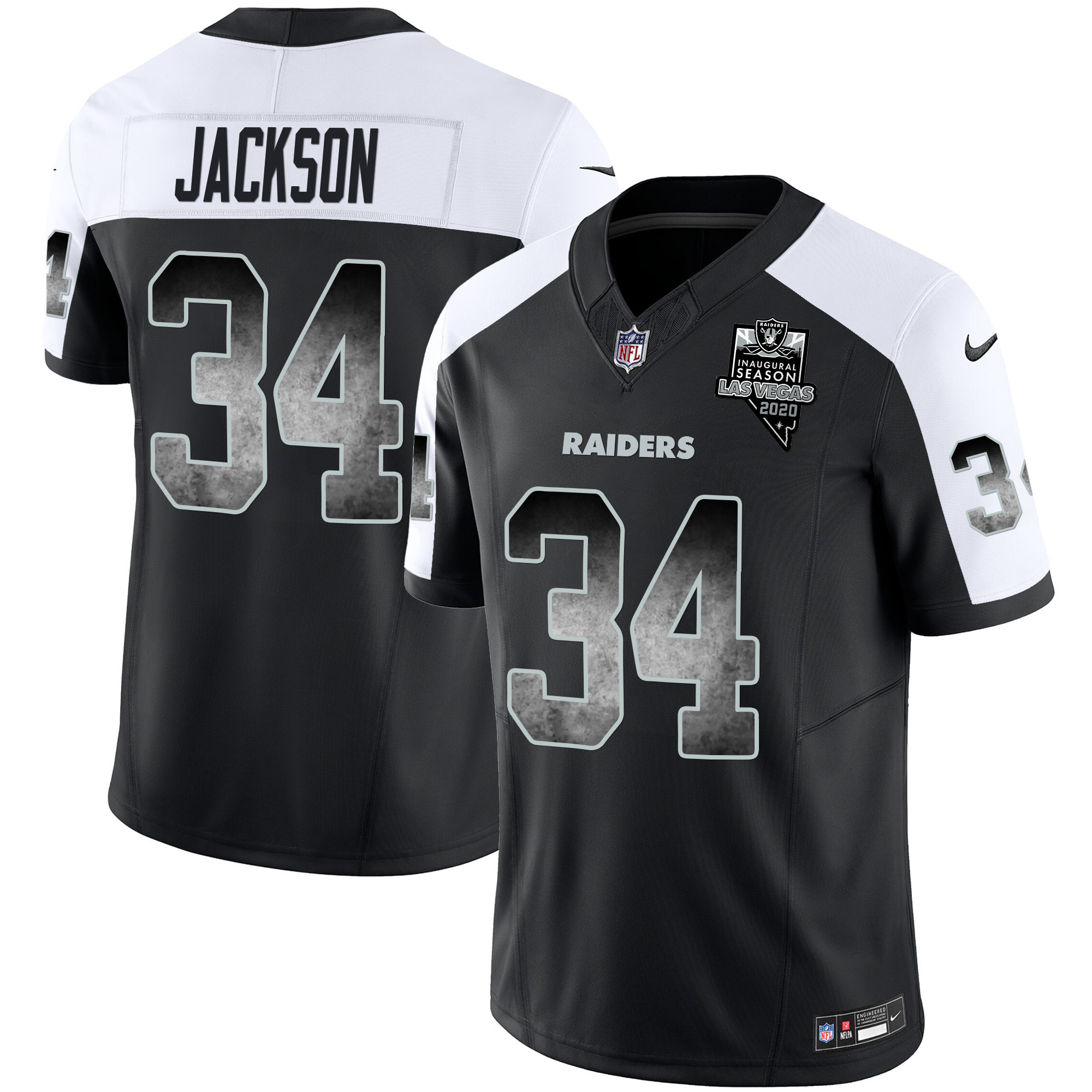 Bo Jackson Men's Las Vegas Raiders Arch Smoke Vapor Alternate Jersey - All Stitched 