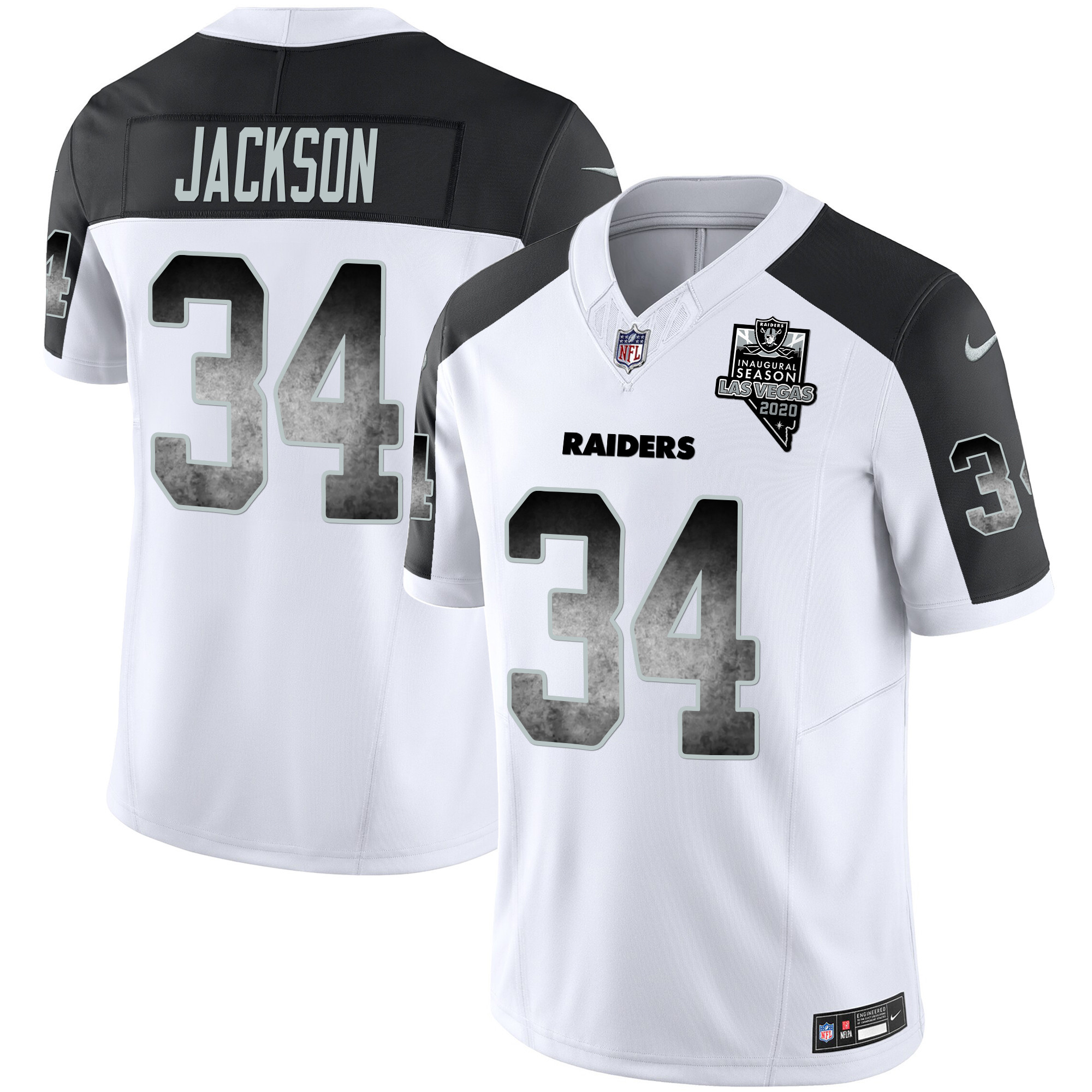 Bo Jackson Men's Las Vegas Raiders Arch Smoke Vapor Inverted Jersey - All Stitched 