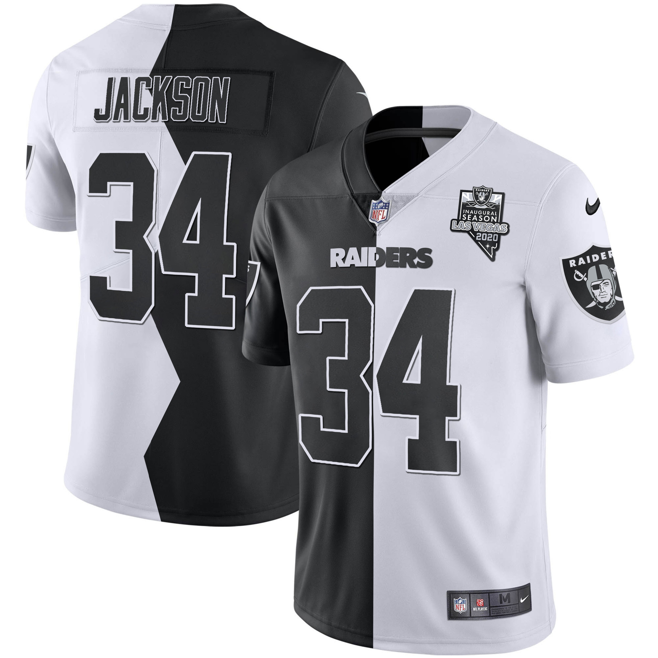 Bo Jackson Men's Las Vegas Raiders Inaugural Season Patch Zigzag Split Zigzag Split Jersey - All Stitched 
