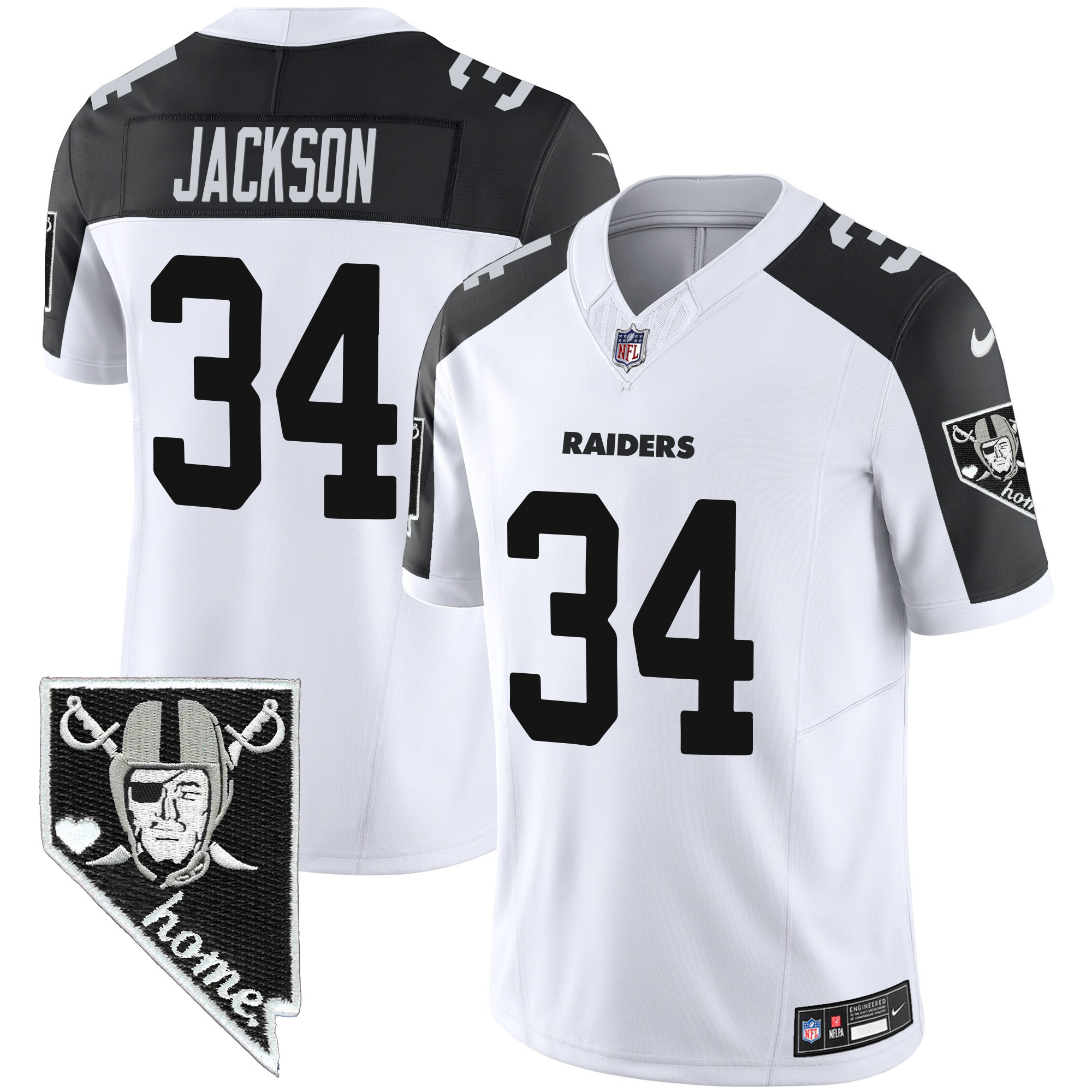 Bo Jackson Men's Las Vegas Raiders Nevada Home Patch Vapor Inverted Jersey - All Stitched 