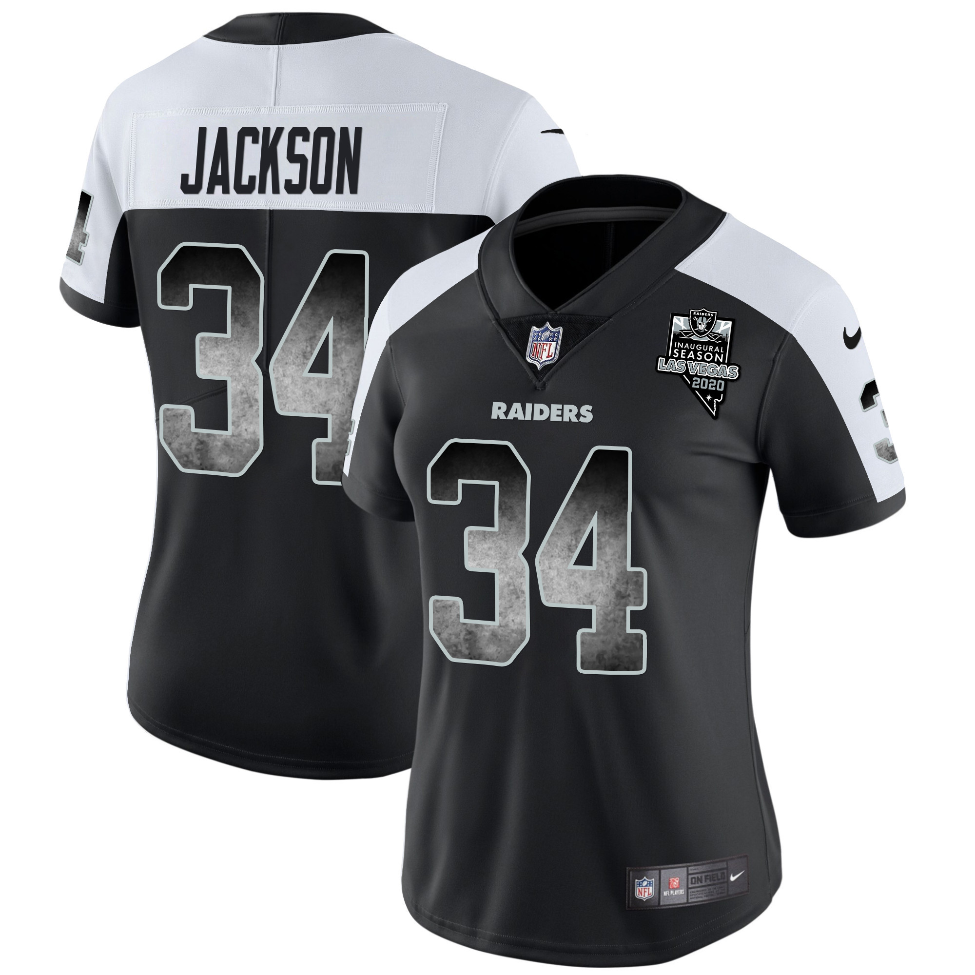 Bo Jackson Women's Las Vegas Raiders Arch Smoke Vapor Alternate Jersey - All Stitched 