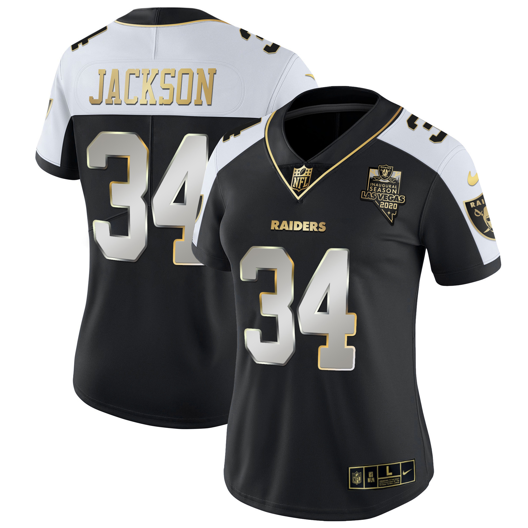 Bo Jackson Women's Las Vegas Raiders Vapor Gold Alternate Limited Jersey - All Stitched 