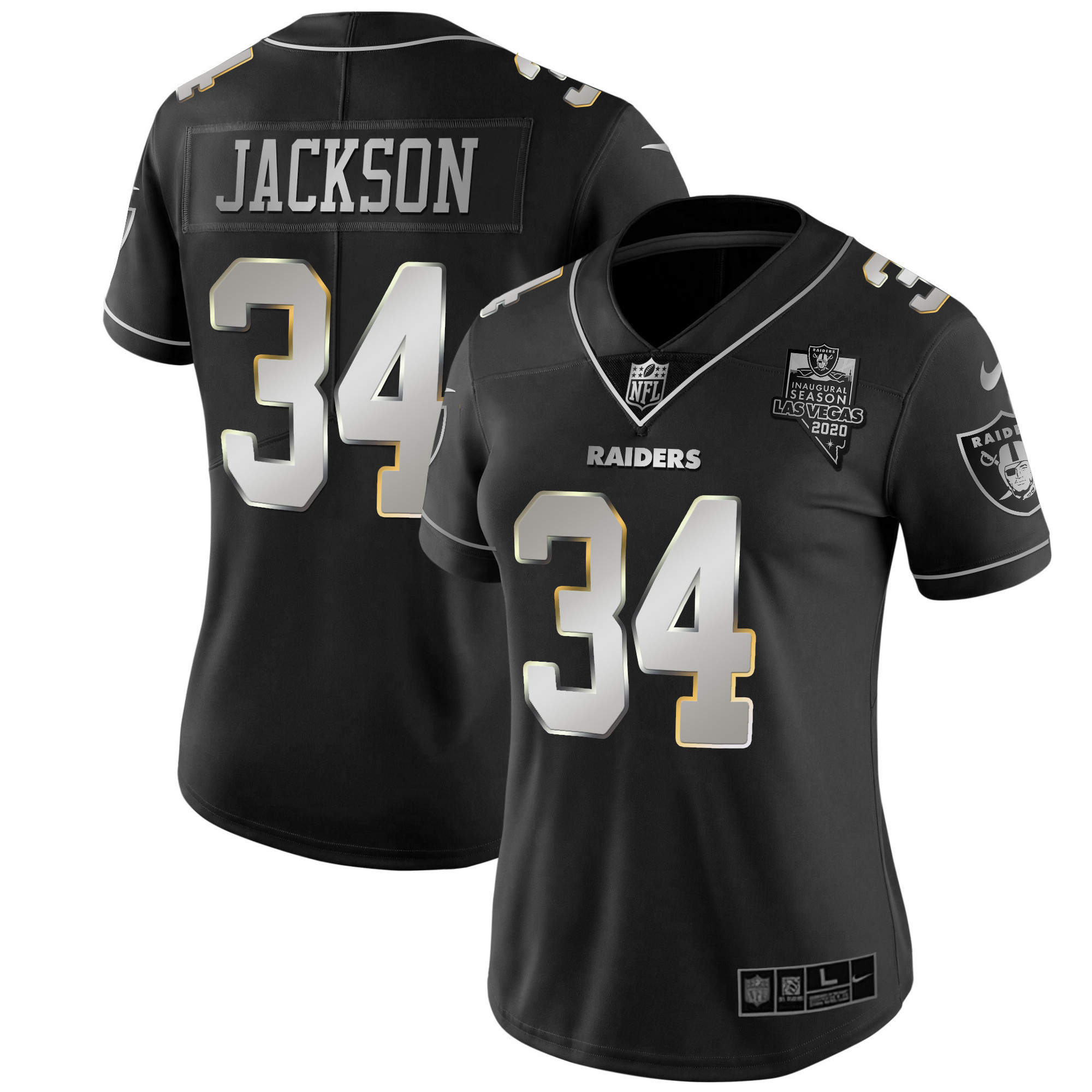 Bo Jackson Women's Las Vegas Raiders Vapor Gold Silver Limited Jersey - All Stitched 