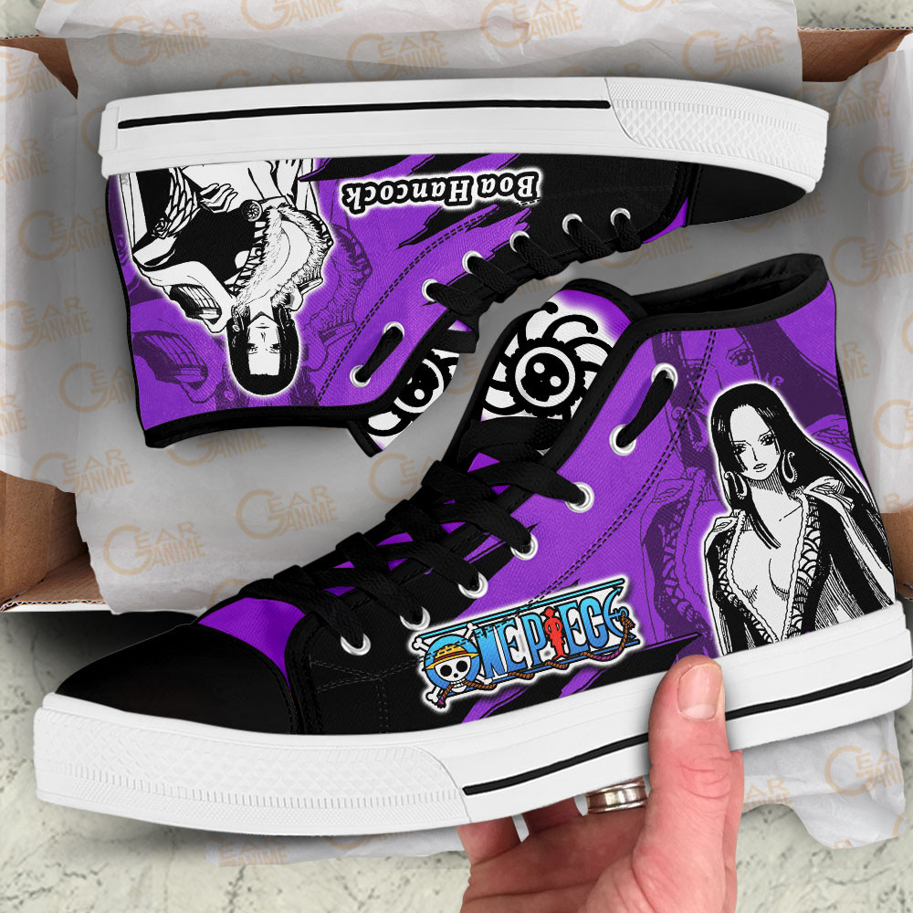 Boa Hancock High Top Shoes One Piece Custom Anime Sneakers Mix Manga