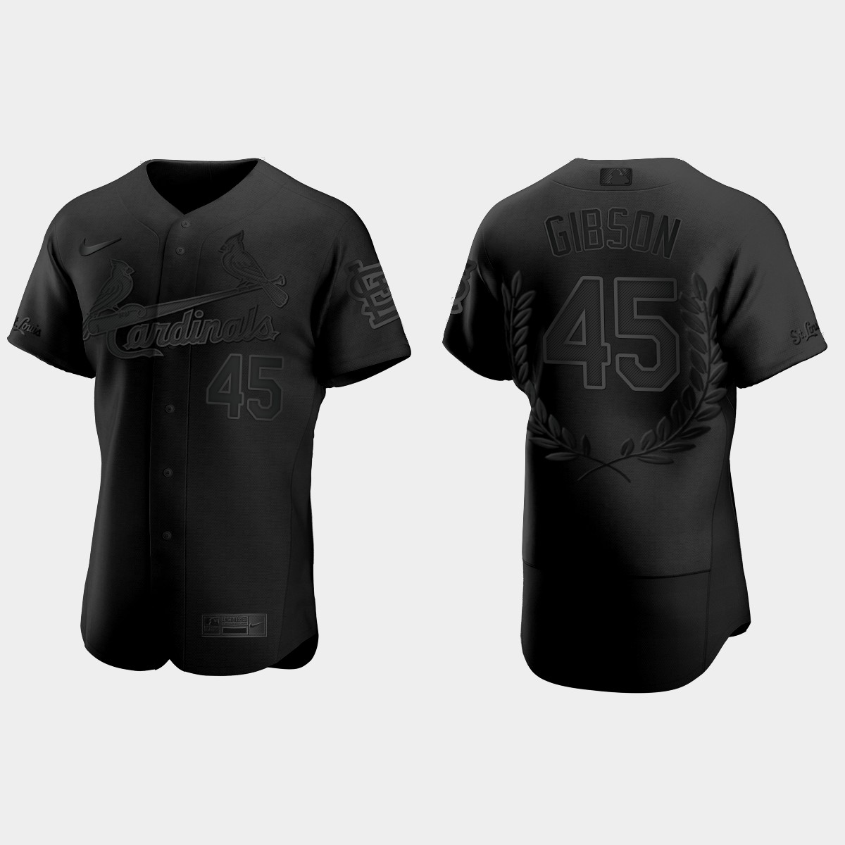Bob Gibson #45 St. Louis Cardinals Hall of Fame Awards Collection Jersey – Black