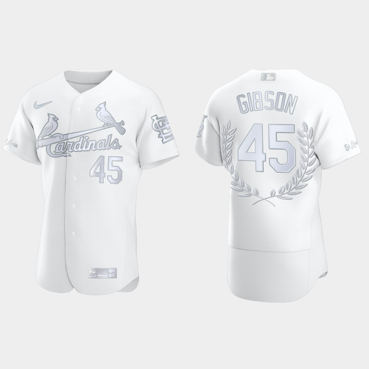 Bob Gibson #45 St. Louis Cardinals Hall of Fame Awards Collection Jersey – White
