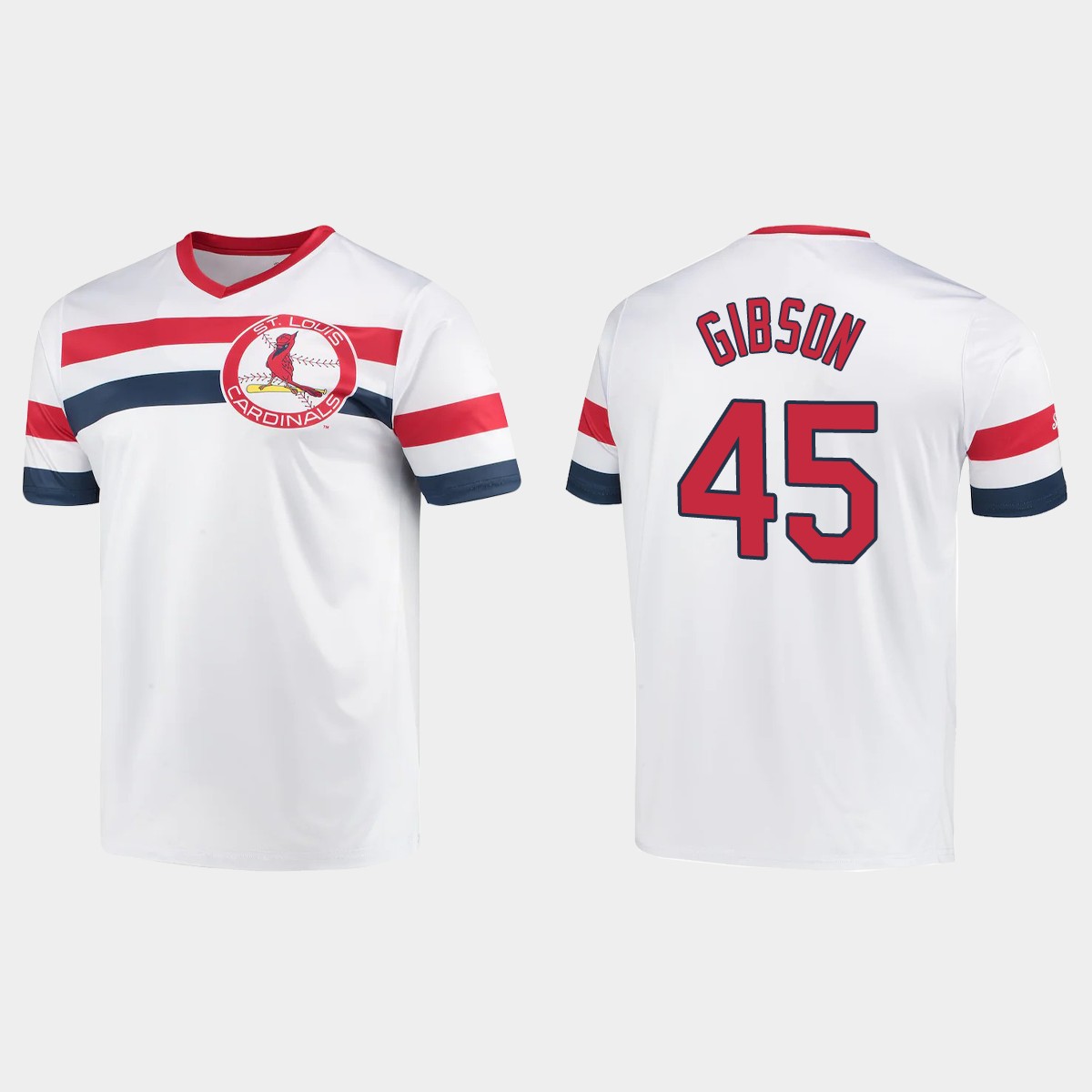 Bob Gibson St. Louis Cardinals Cooperstown Collection V-Neck Jersey – White