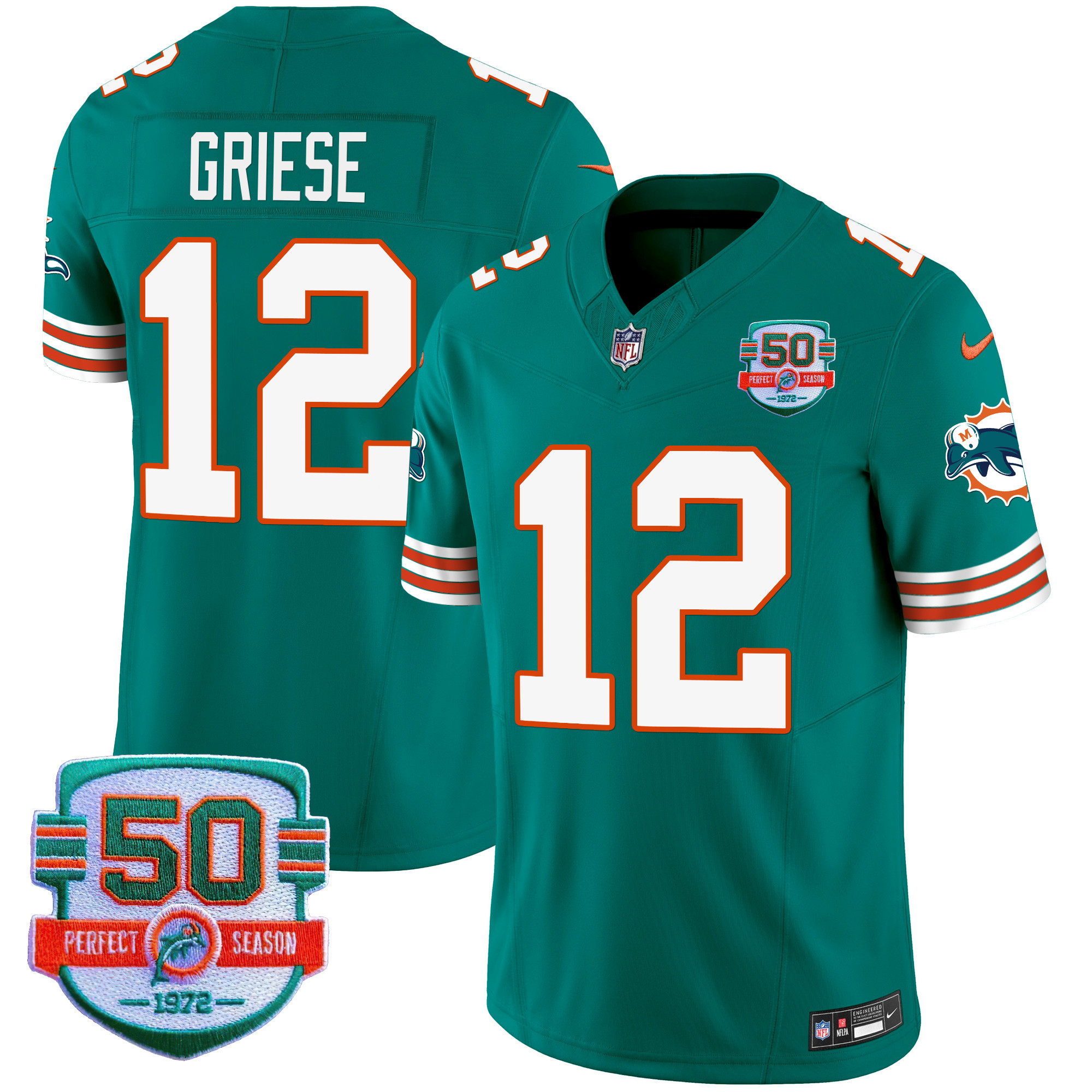 Bob Griese Men's Miami Dolphins Throwback Vapor Aqua Jersey - All Stitched 