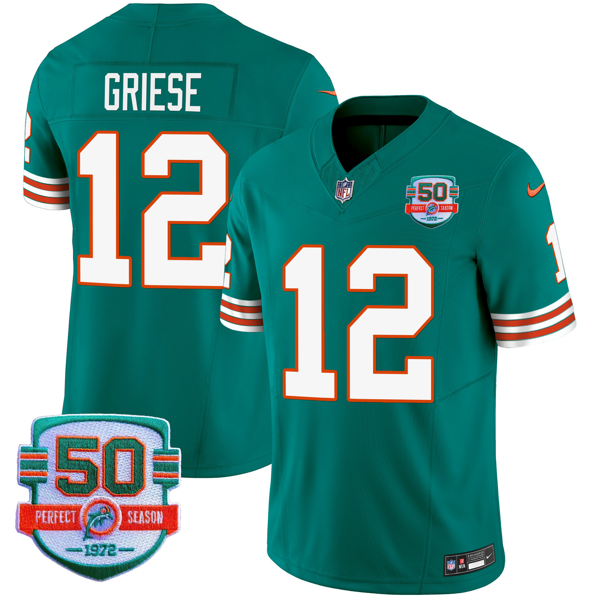 Bob Griese Men's Miami Dolphins Throwback Vapor Aqua Jersey - All Stitched 
