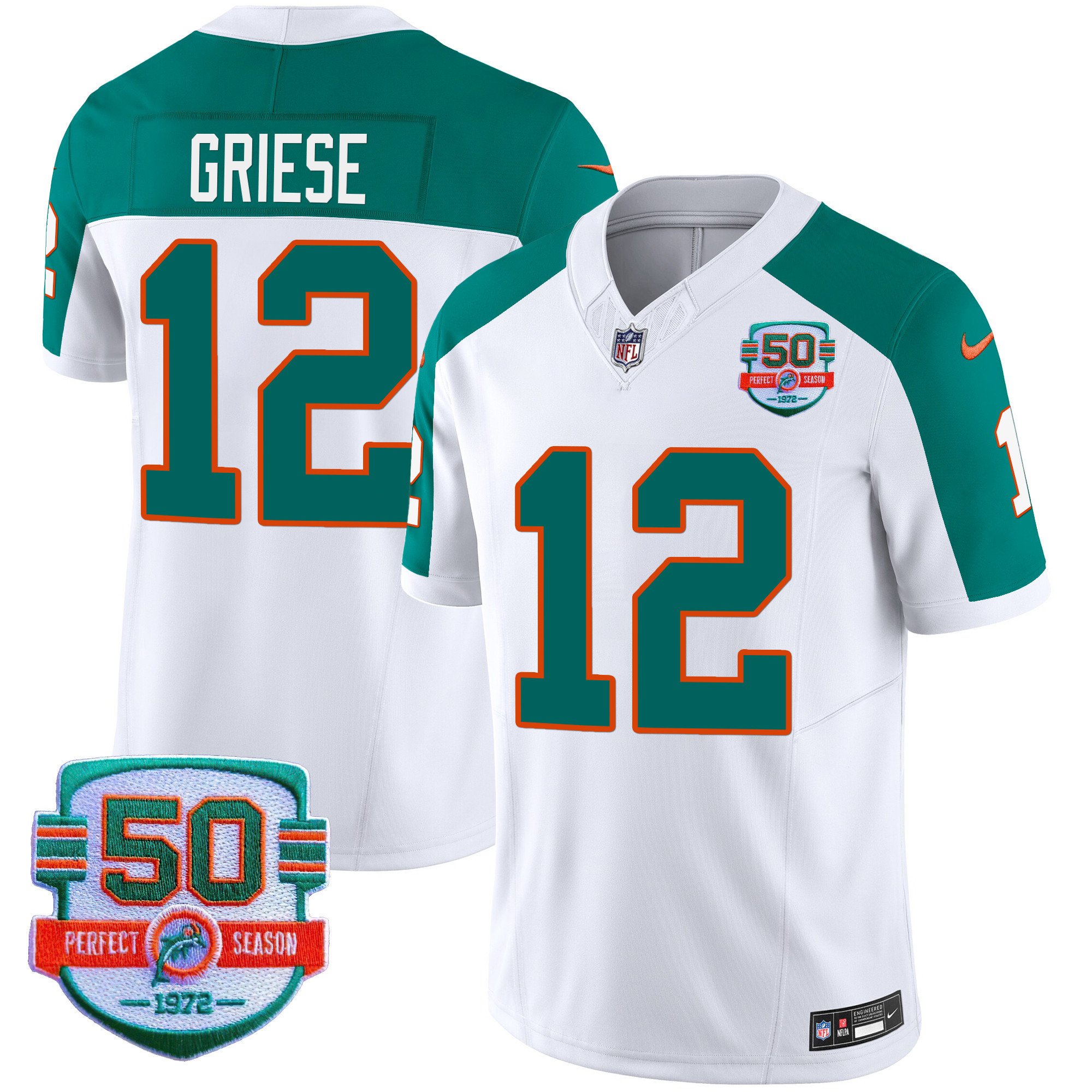 Bob Griese Men's Miami Dolphins Throwback Vapor Inverted Jersey - All Stitched 