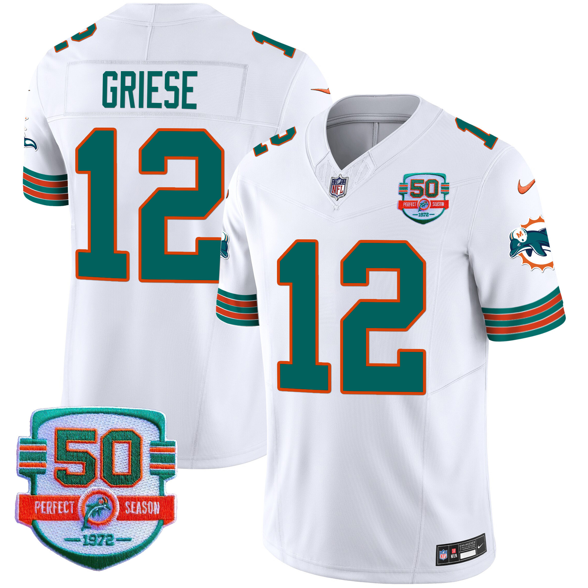Bob Griese Men's Miami Dolphins Throwback Vapor White Jersey - All Stitched 