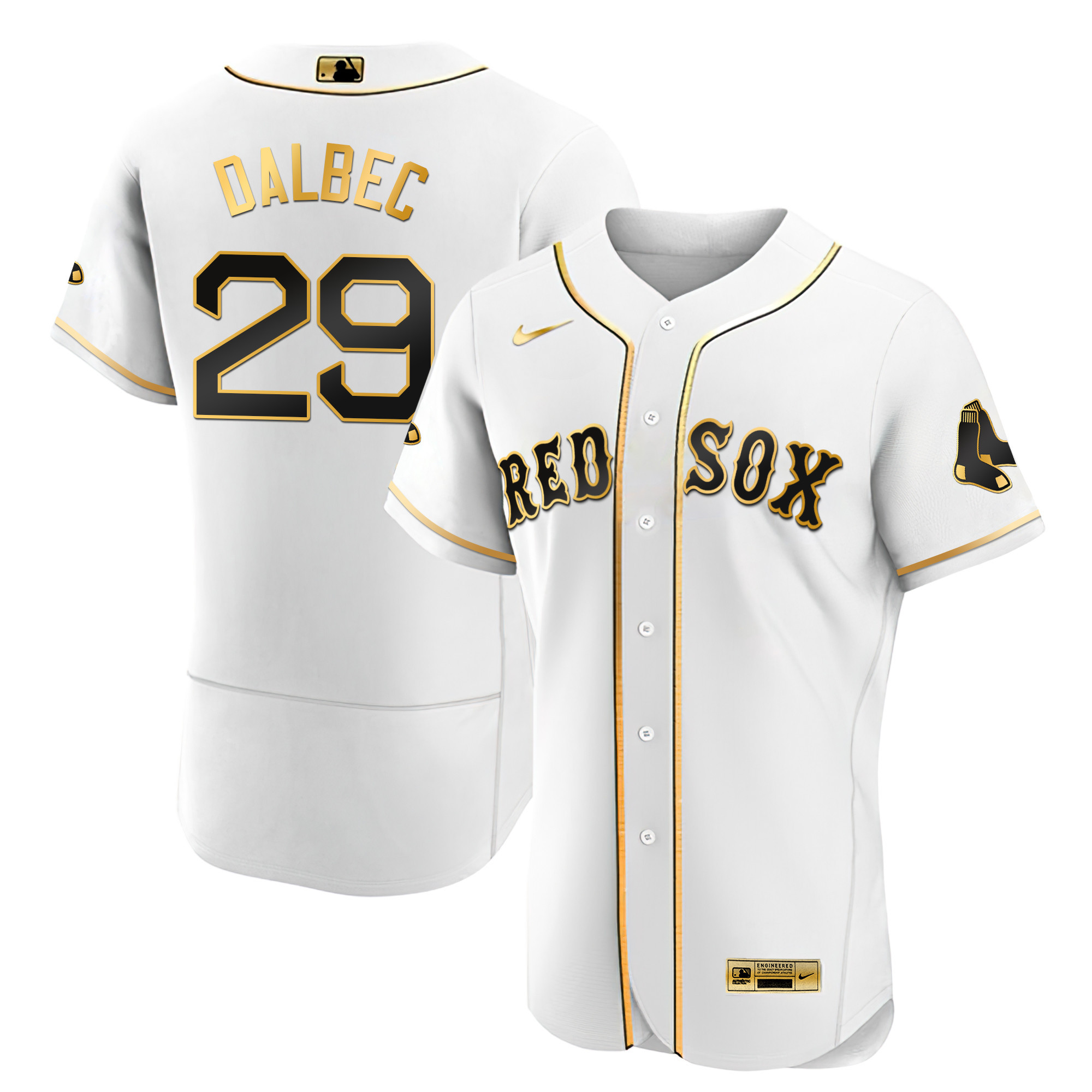 Bobby Dalbec Men's Boston Red Sox Black Limited & Gold Flex White Gold Jersey - All Stitched