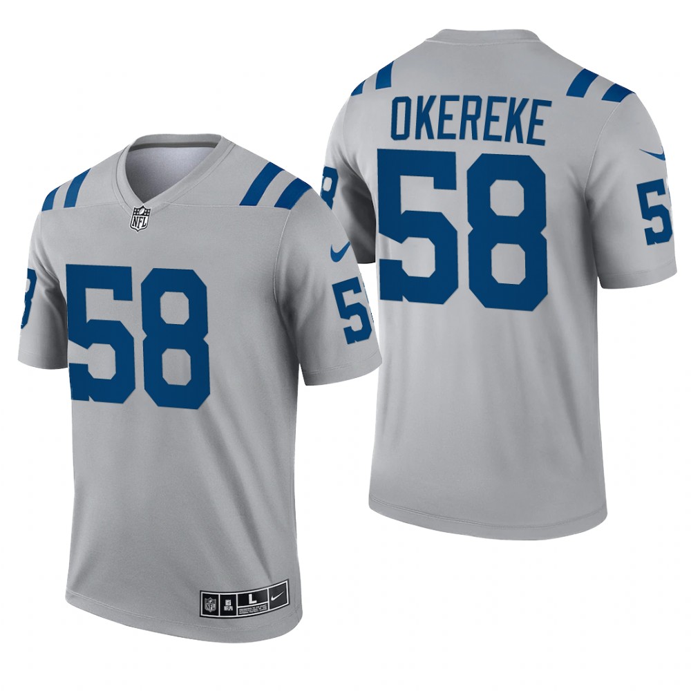 Bobby Okereke Indianapolis Colts Gray Jersey Inverted Legend – Men’s