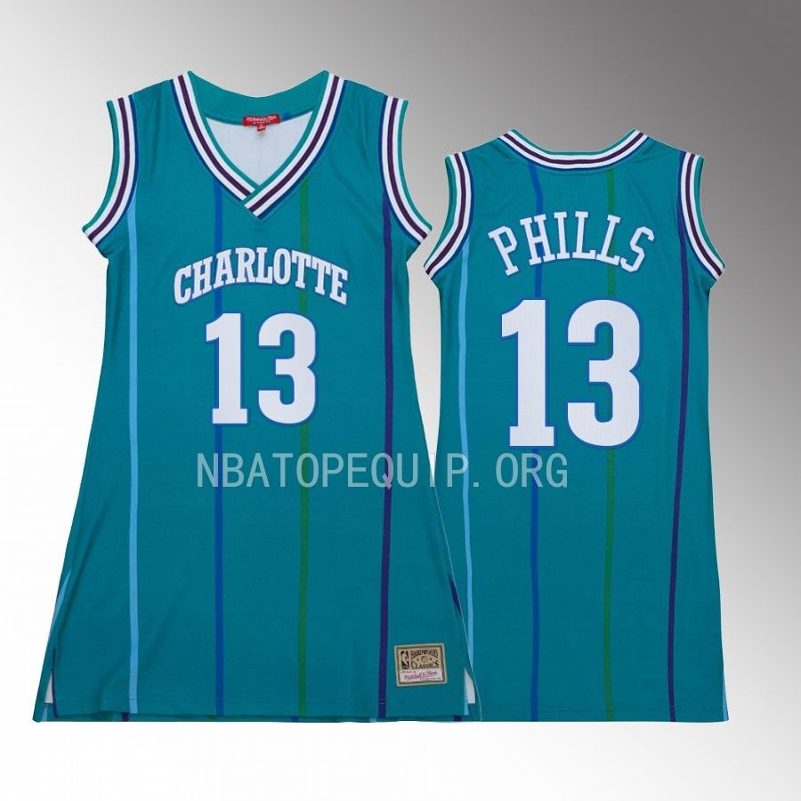 Bobby Phills Charlotte Hornets #13 Hardwood Classics Jersey Teal Women
