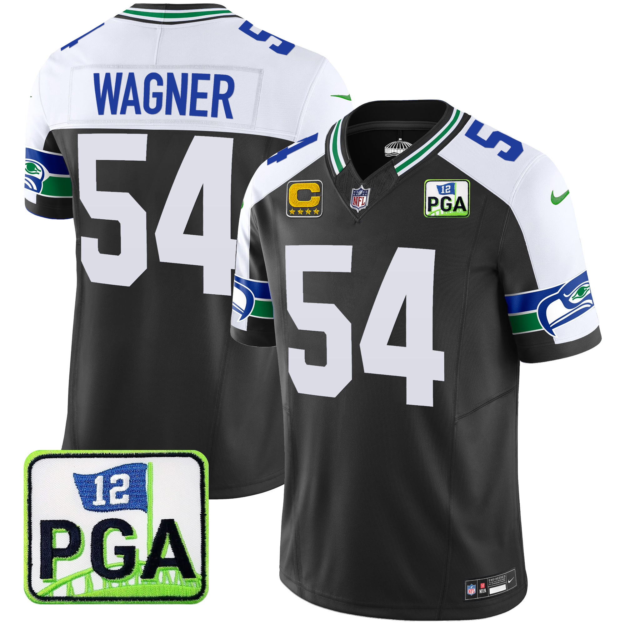 Bobby Wagner Men's Seattle Seahawks PGA Patch Vapor Limited Black Alternate Jersey - All Stitched 