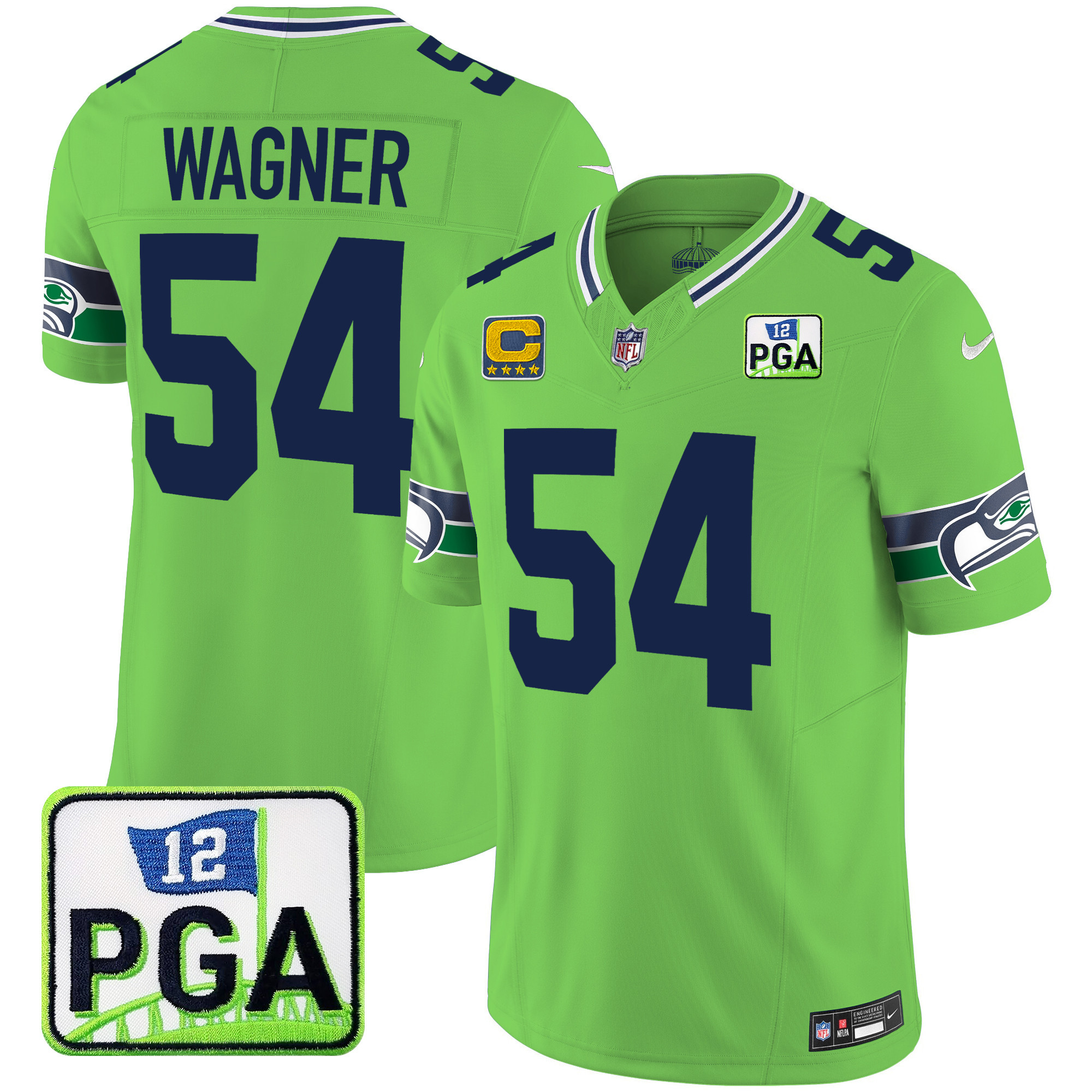 Bobby Wagner Men's Seattle Seahawks PGA Patch Vapor Limited Green Jersey - All Stitched 