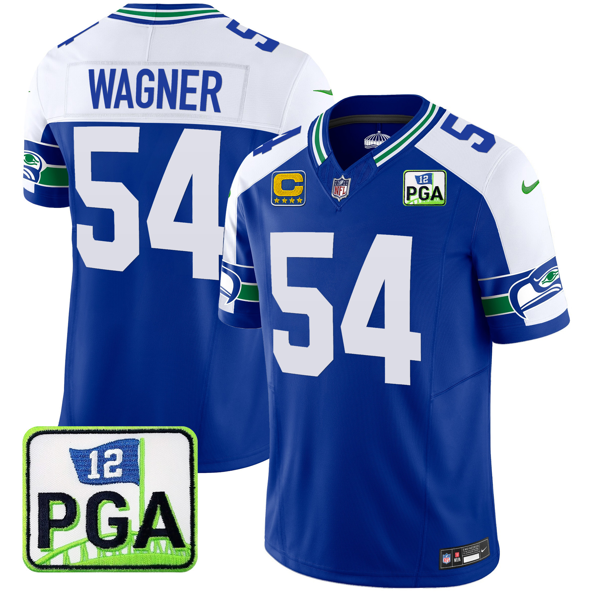 Bobby Wagner Men's Seattle Seahawks PGA Patch Vapor Limited Royal Alternate Jersey - All Stitched 